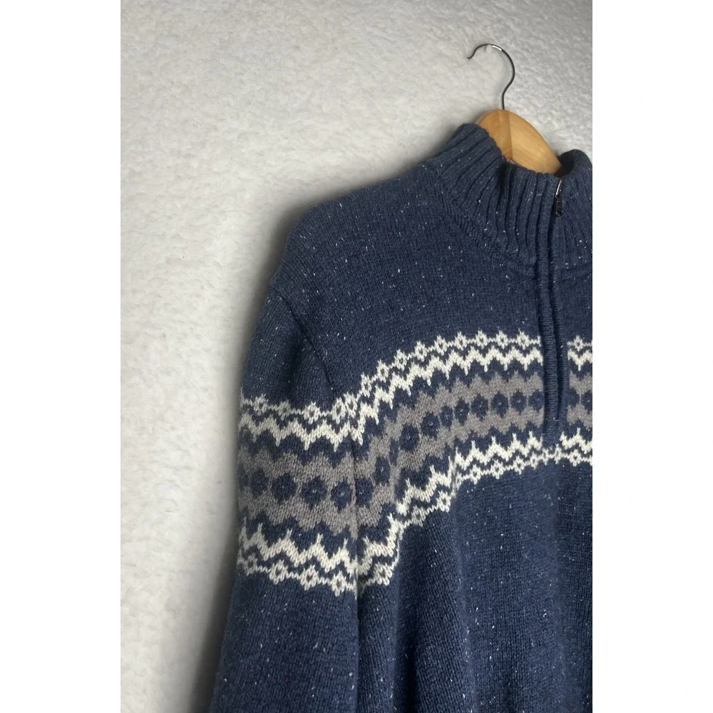 Tommy Hilfiger Men's Sweater 1/4‎ Zip Pullover Cotton Wool Blend Blue Sz XL